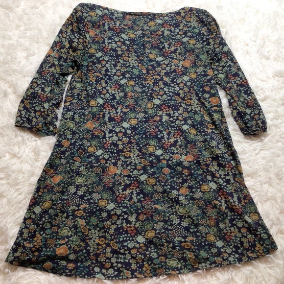Peruvian Connection Tunic Indigo Rose Pima Bottom Millefiori Botanic Floral XS S - Picture 5 of 8